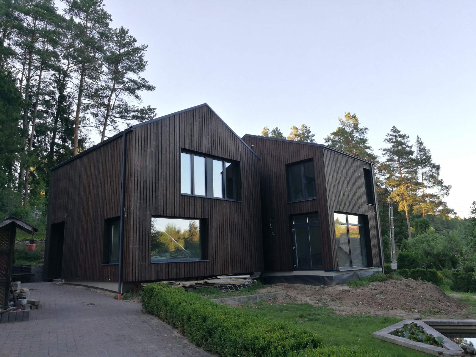 Blackened wood cladding