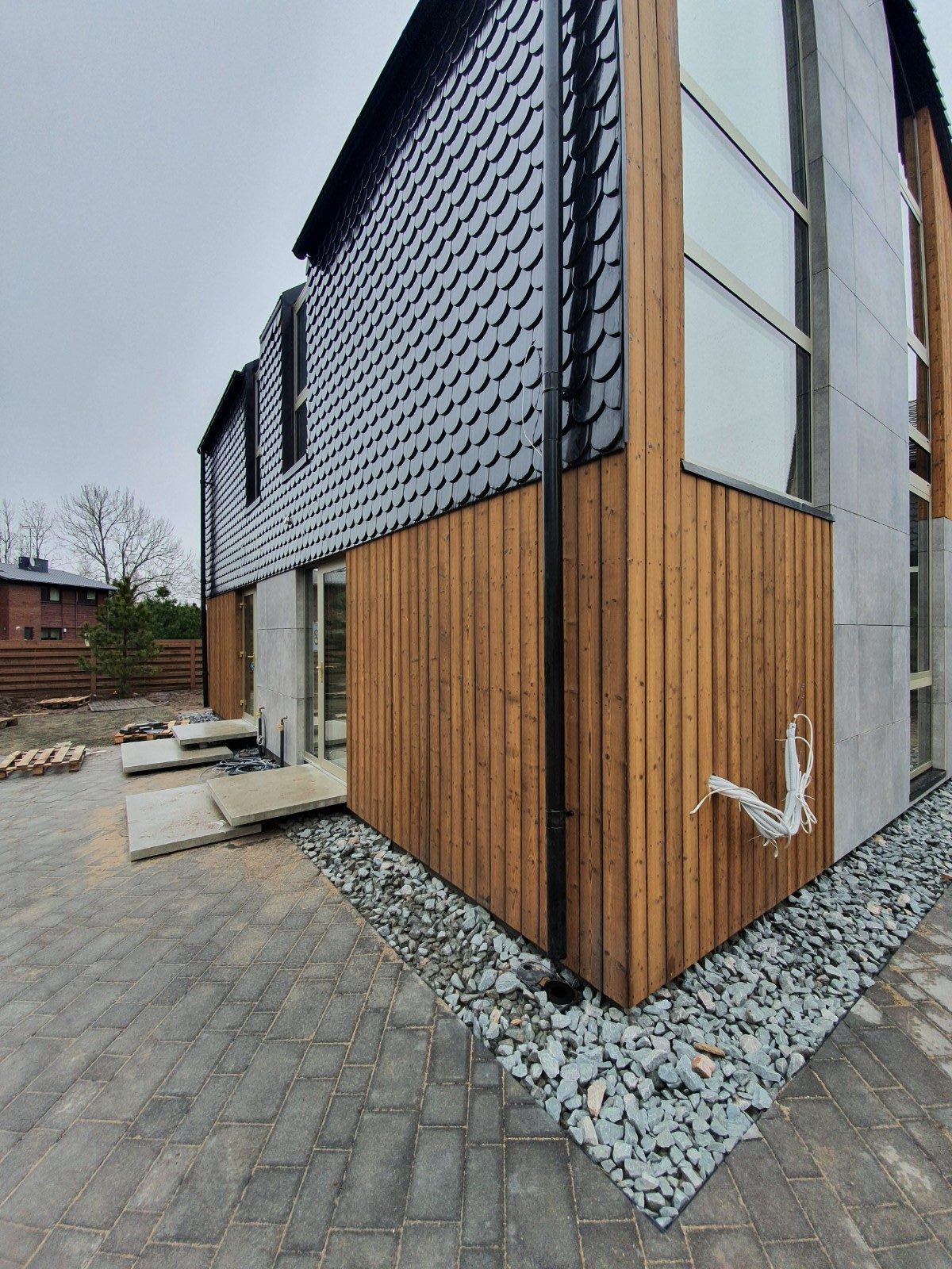 house with charred pine wood siding